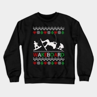Vintage Retro Wakeboarding Ugly Christmas Funny Wakeboard Crewneck Sweatshirt